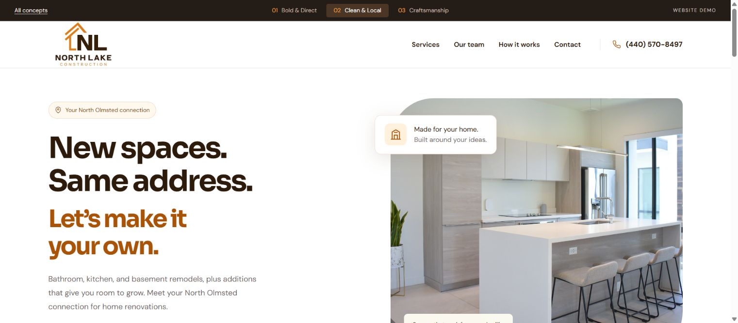 North Lake Clean & Local website concept