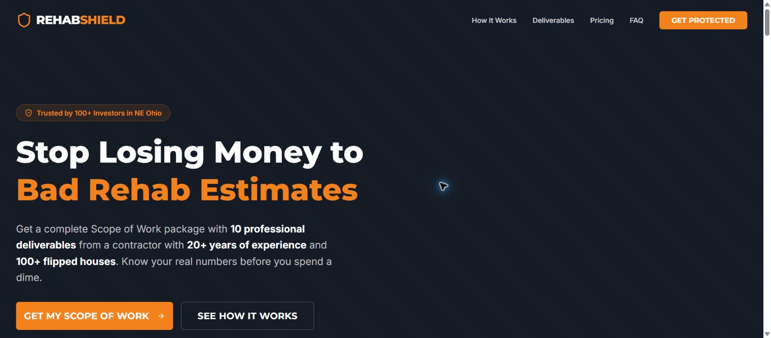 RehabShield website preview